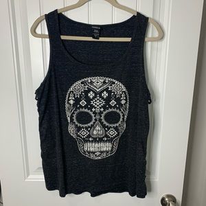 Torrid graphic skull criss cross tank top size 1